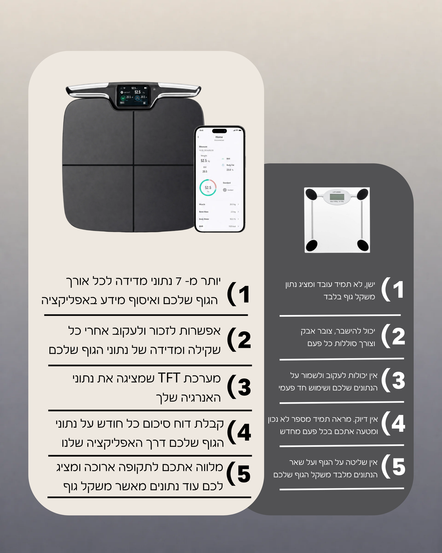 משקל חכם למדידת כל נתוני הגוף